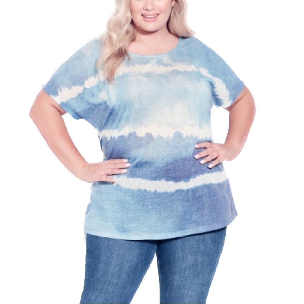 AVENUE 20W-24W Blue Braylee Tie Dye Top AA09.8
